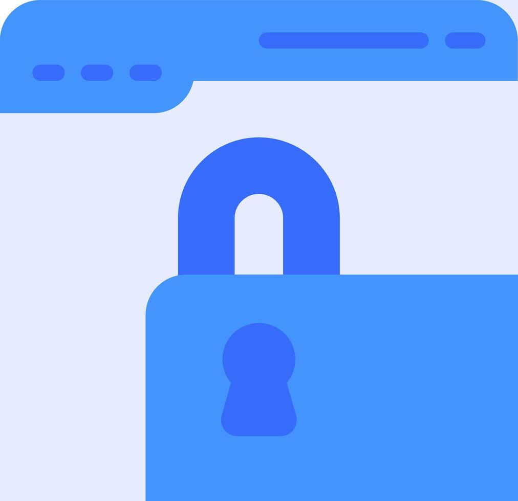 A blue padlock with a key on it vector
