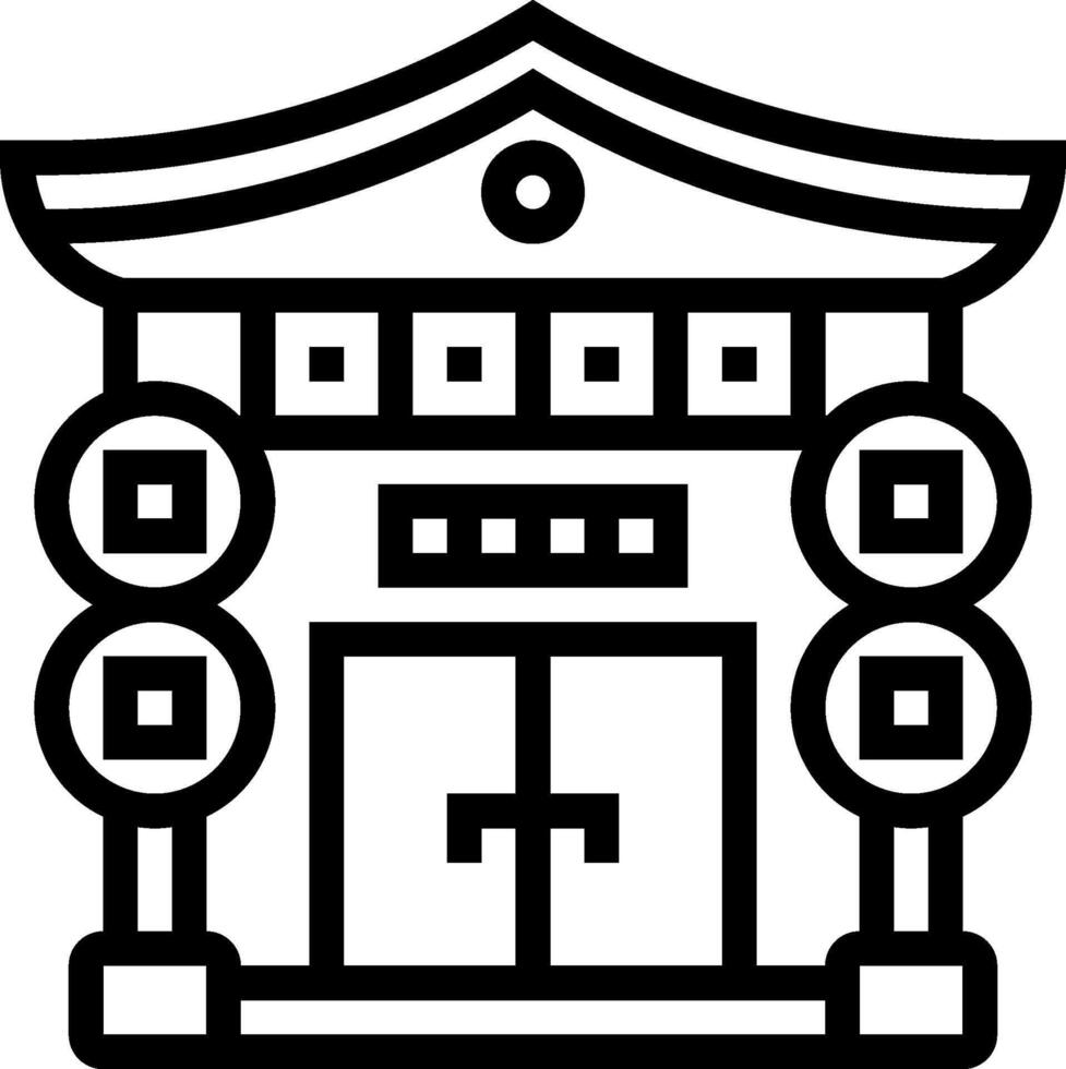 A black and white illustration of a building vector