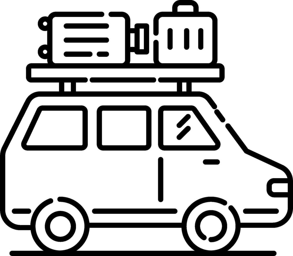 A van with luggage on top of it vector