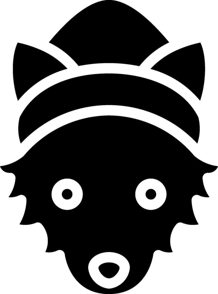 A black and white wolf head with a hat vector