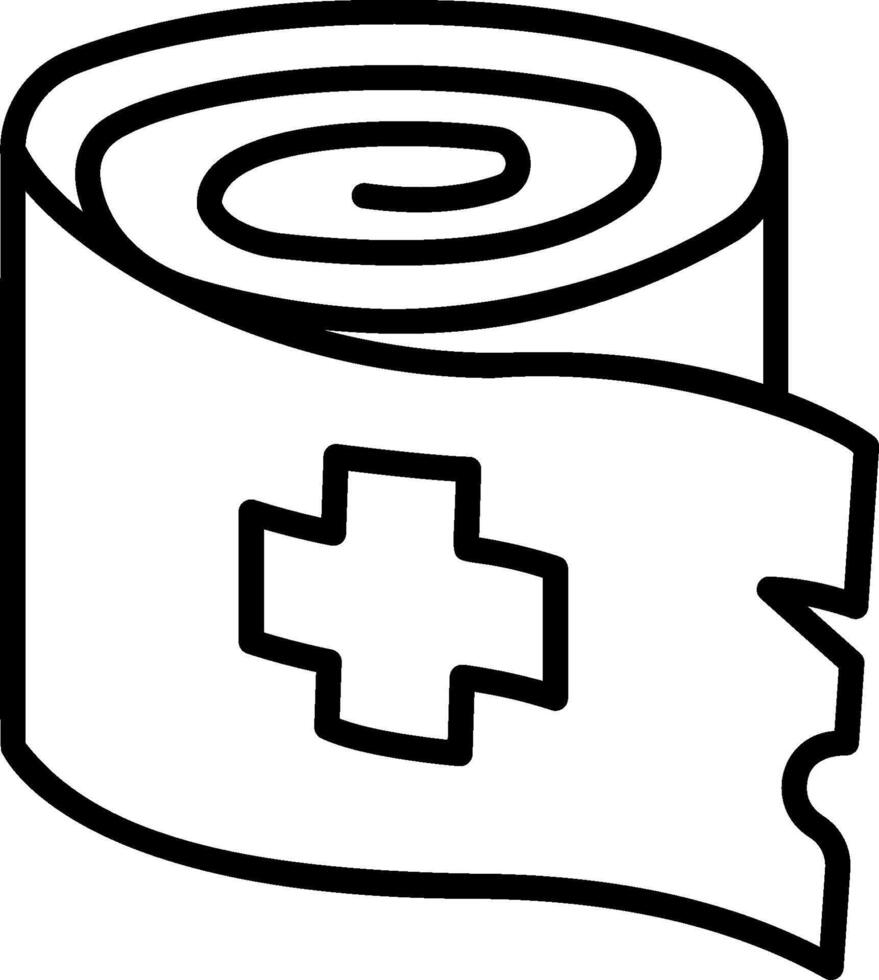 A black and white drawing of a roll of bandages vector
