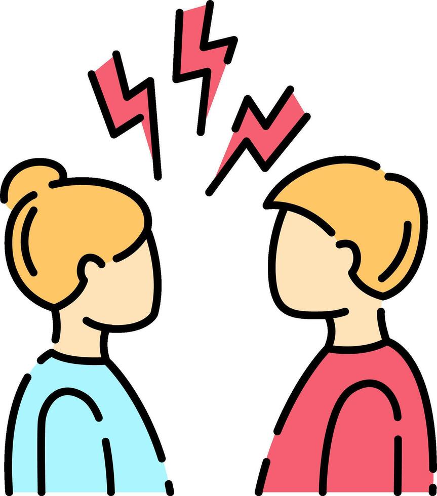 Two people are arguing with lightning bolts coming out of their heads vector