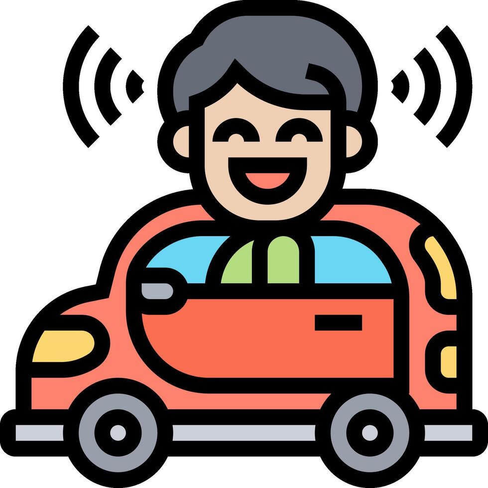 A man driving a car with a radio on it vector