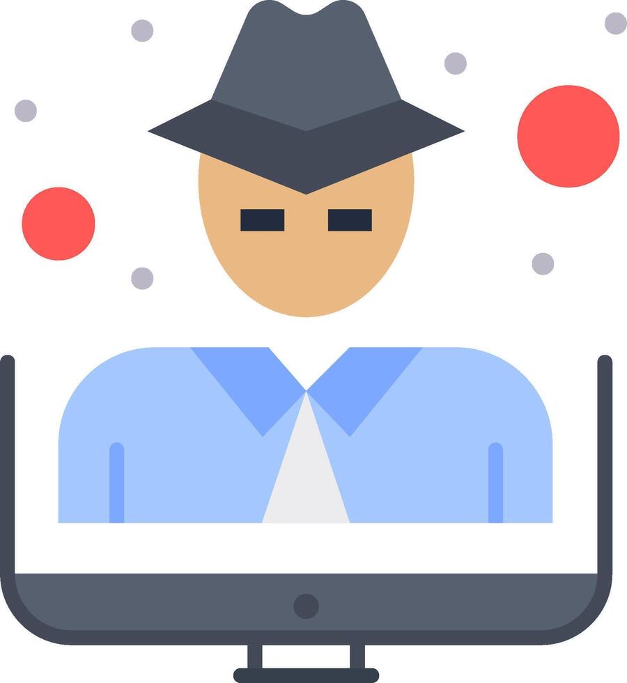 A man wearing a hat and a tie is sitting on a computer vector
