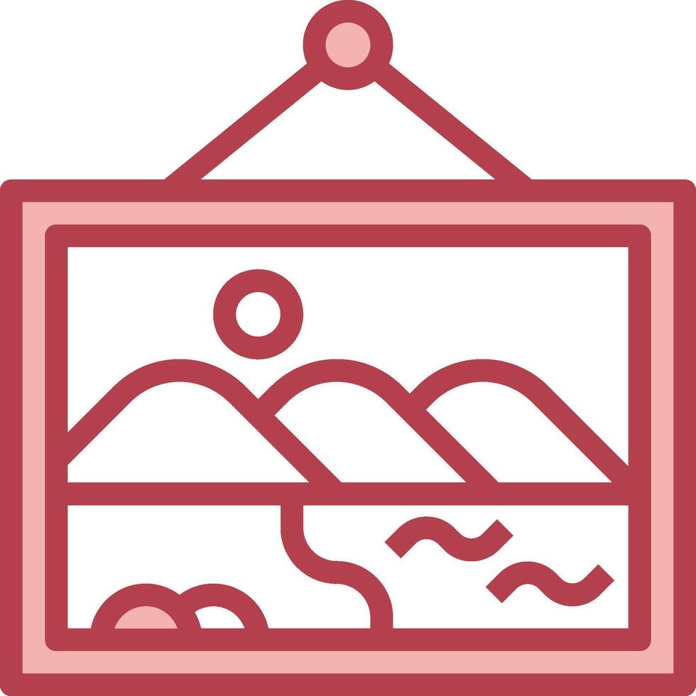 A picture frame with a mountain and a sun vector