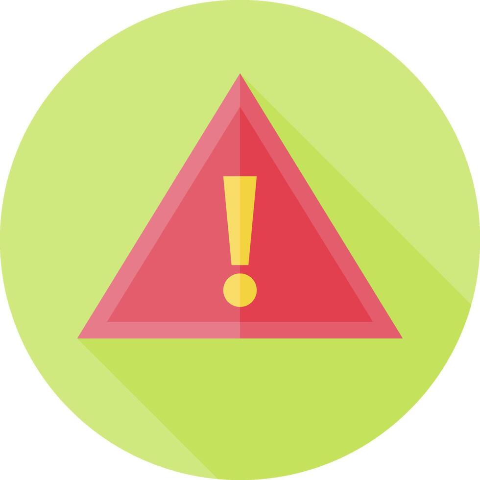 A flat icon of a warning sign with a yellow exclamation mark vector