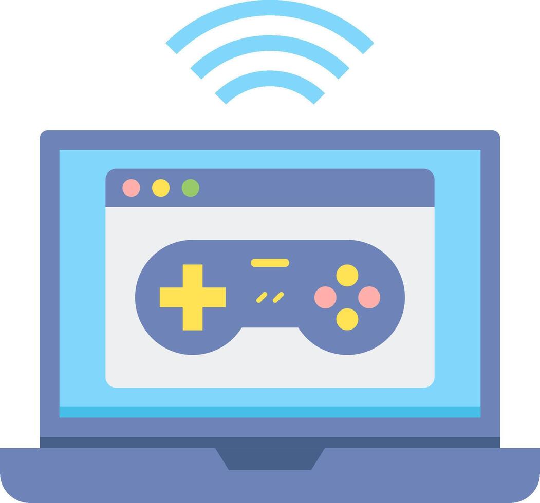 A laptop with a game controller on it vector