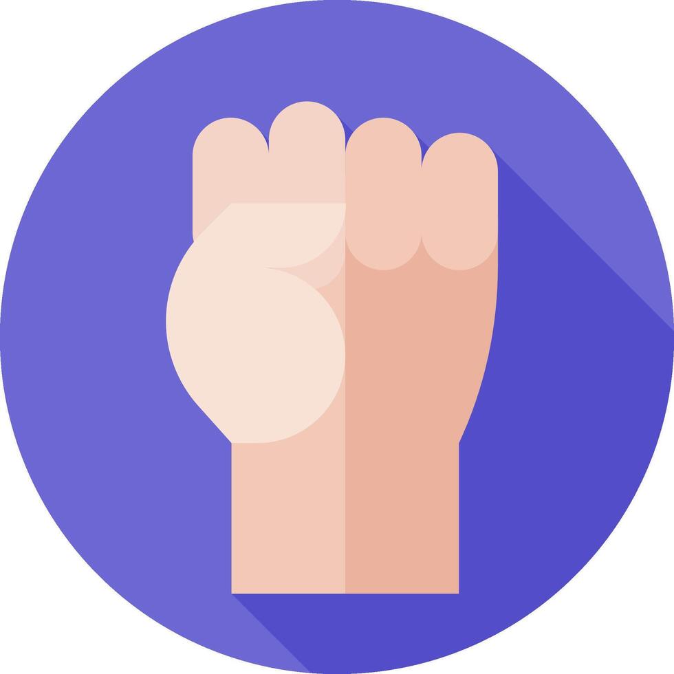 A fist with a long shadow on a purple circle vector