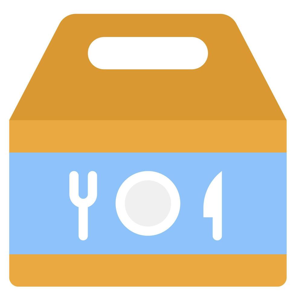 A box with a fork and knife in it vector