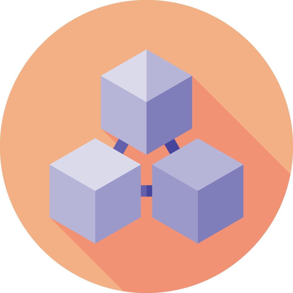 A flat icon of three cubes in a circle vector