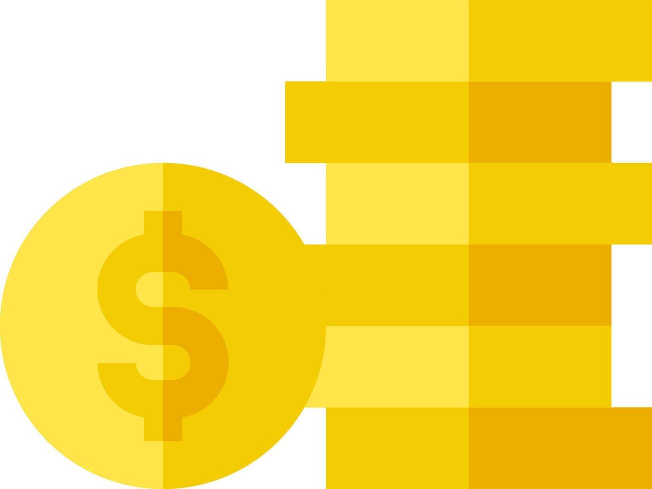 A yellow dollar sign and stacks of money vector