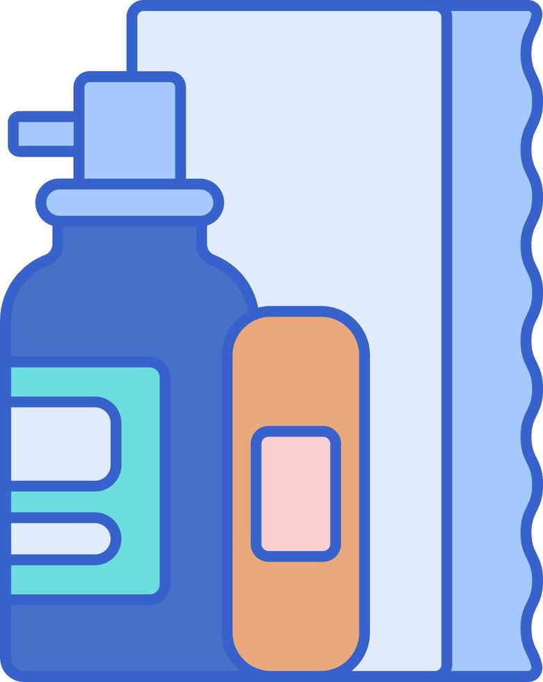 A bottle of hand sanitizer, a bottle of soap and a towel vector