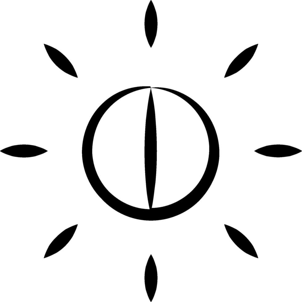A black and white image of a sun with a circle vector