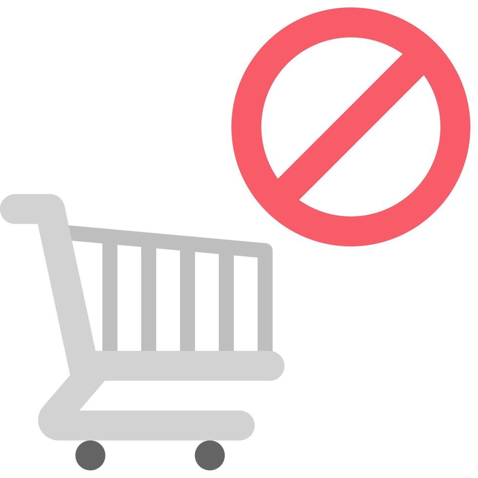 A shopping cart with a red no sign on it vector