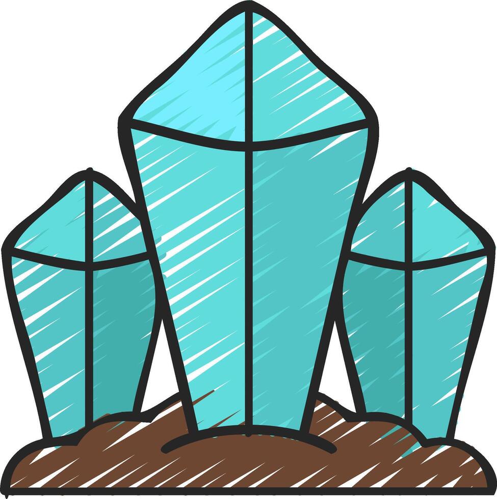 A blue crystal rock with three points on it vector