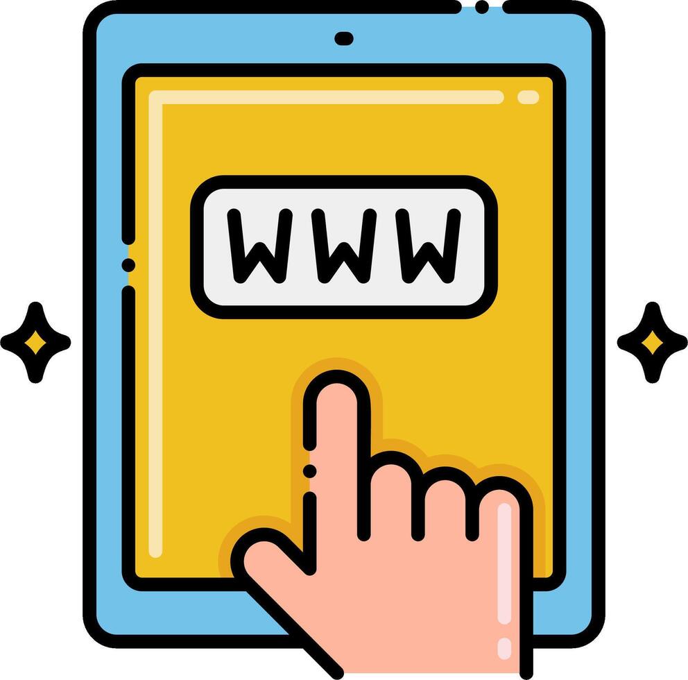 Hand touch the web icon on tablet vector