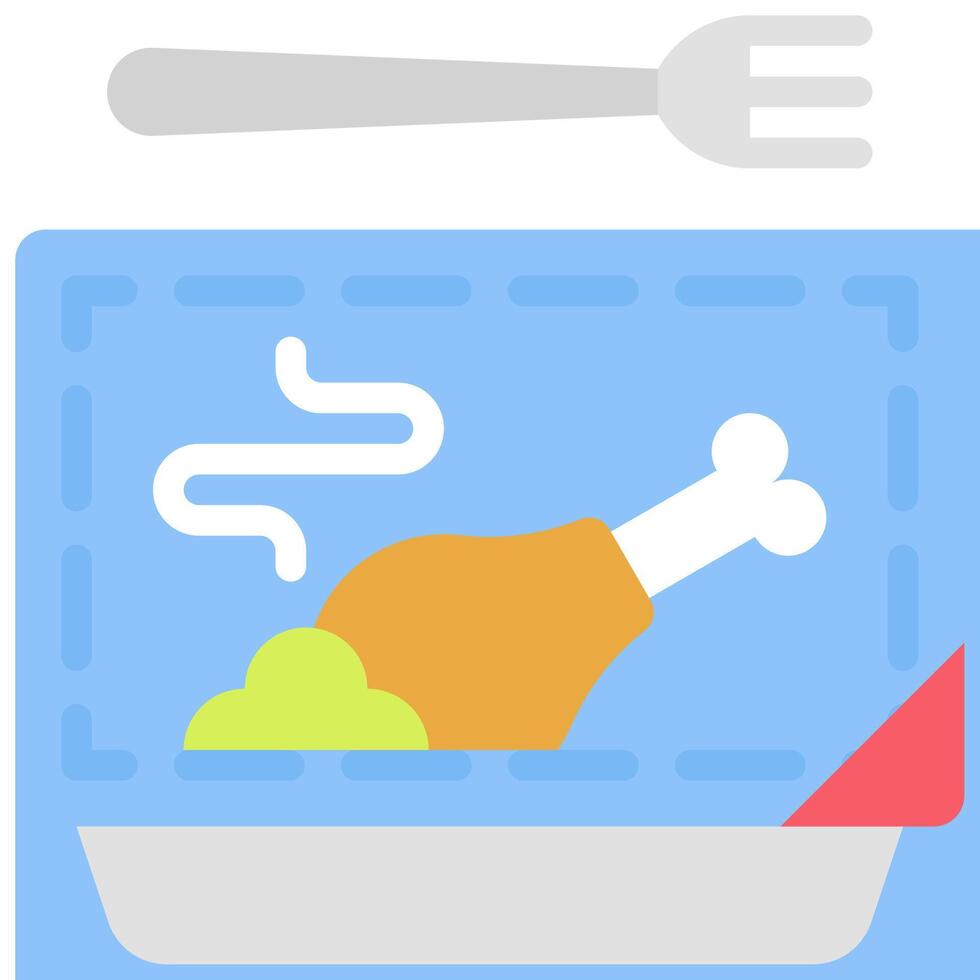 A plate with a fork and a chicken in it vector