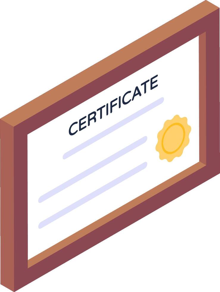 Certificate icon in isometric style illustration vector