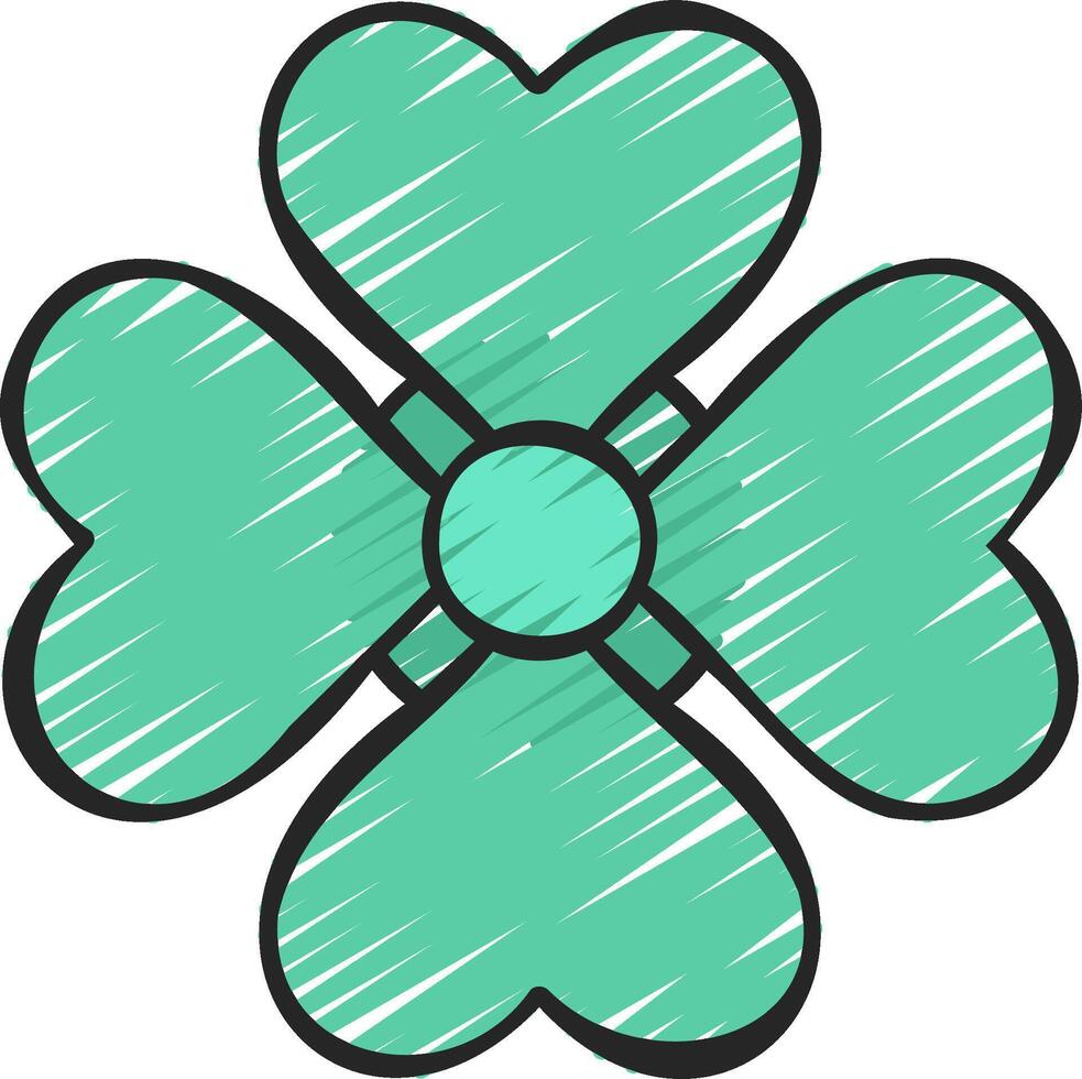 A green clover with four hearts on it vector