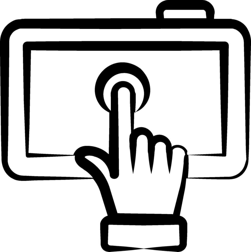 A hand touching a camera icon vector