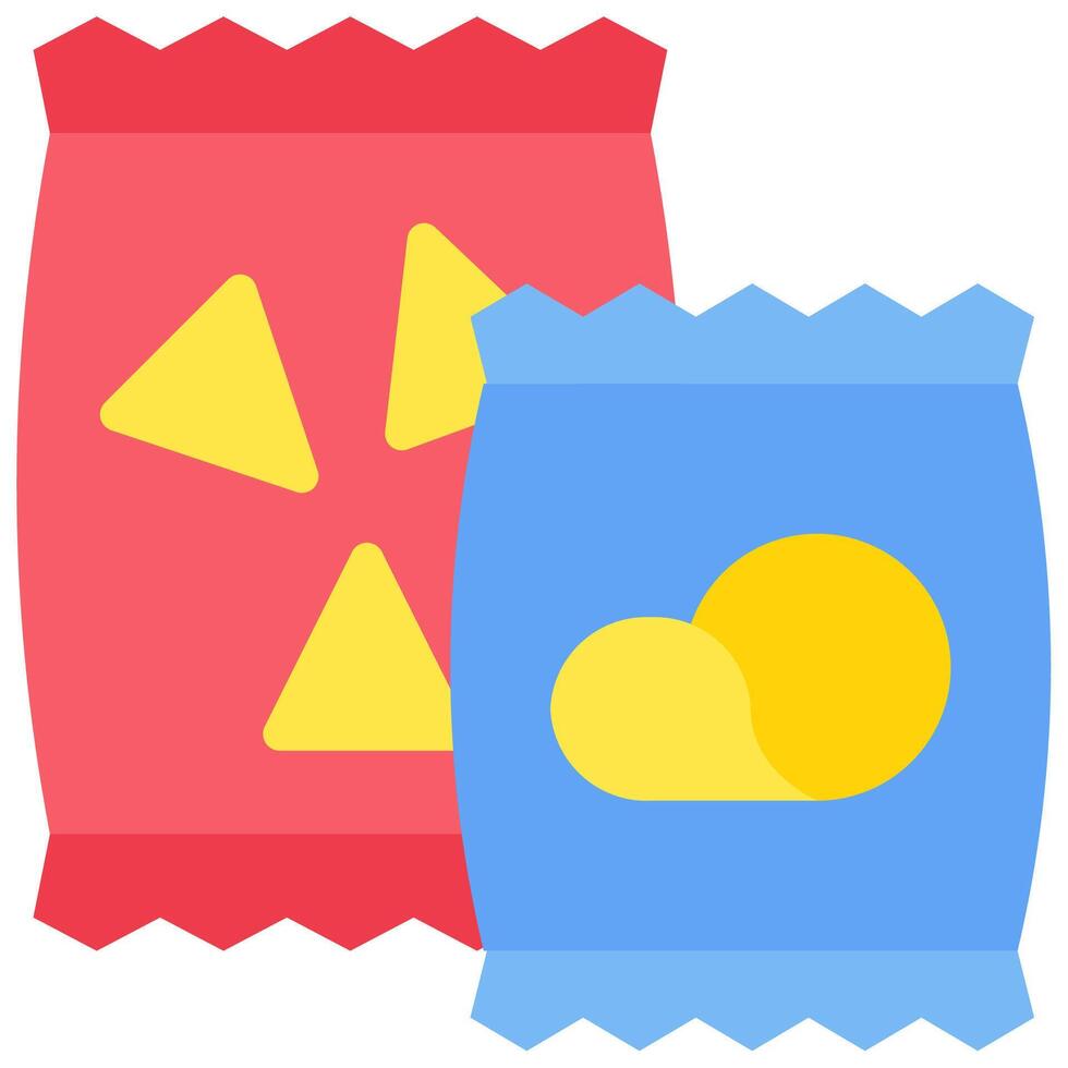 A bag of chips and a yellow sun vector