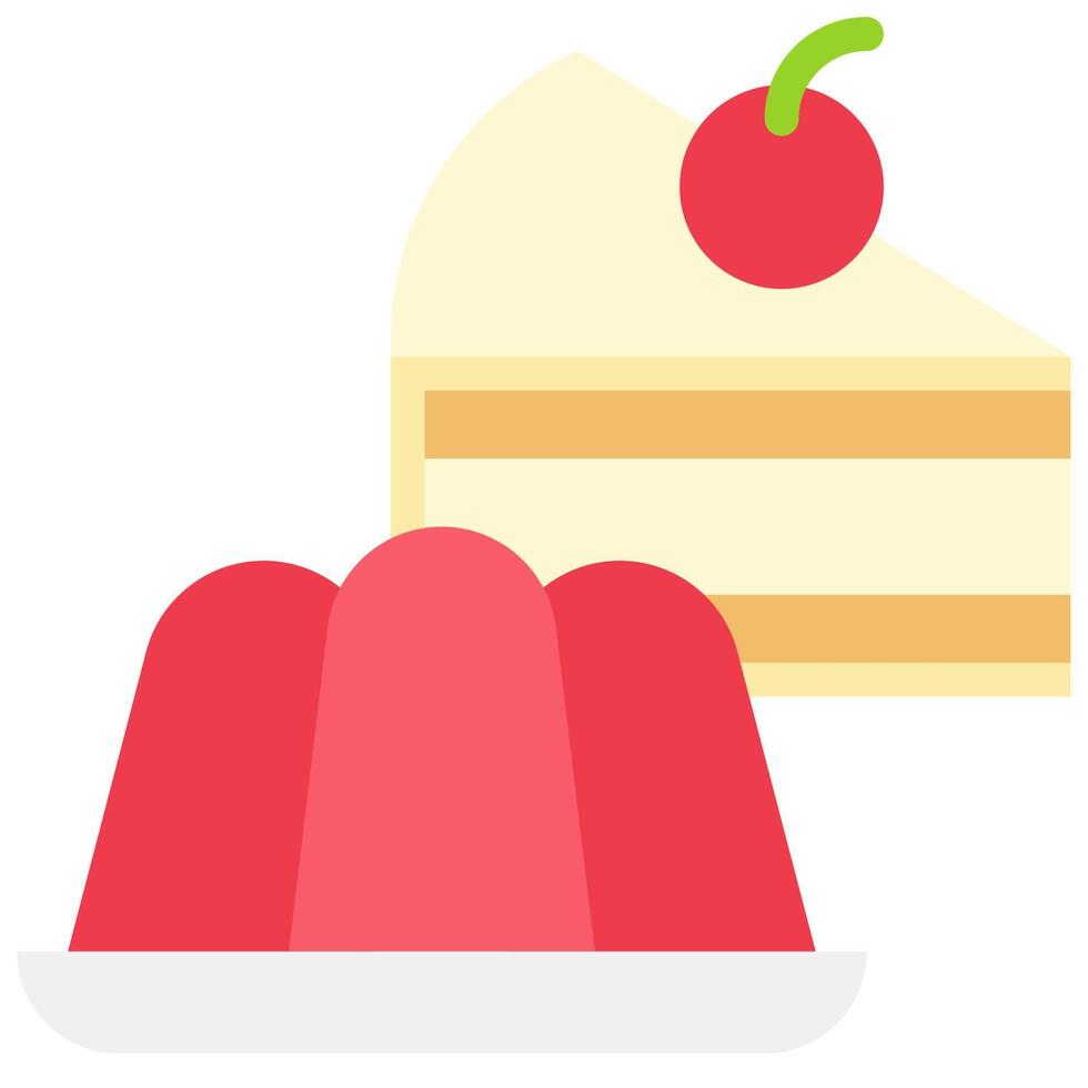 A slice of cake and a piece of jello vector