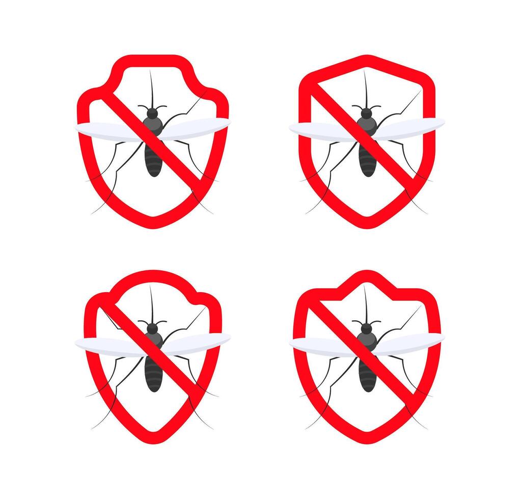 Stop signs are denoting mosquito repellent protection zone vector