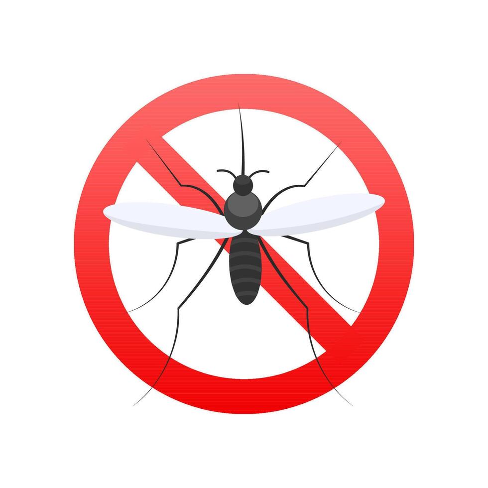 Stop sign crossing over flying mosquito insect vector