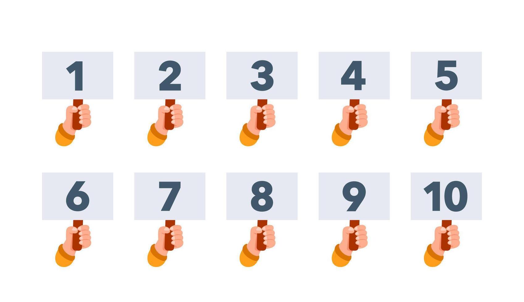 Hands holding scorecard numbers one to ten vector