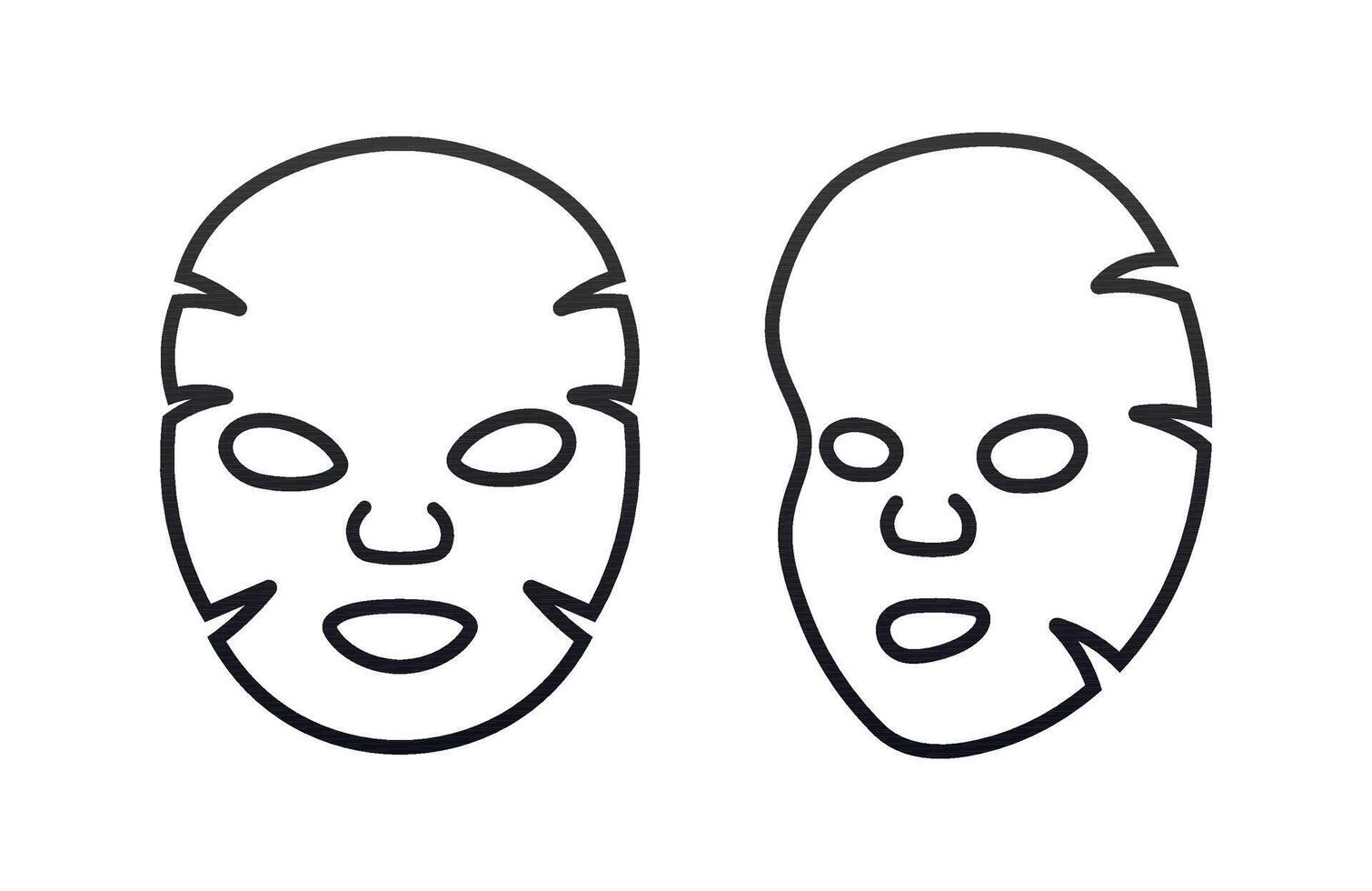 Two cosmetic facial sheet masks line art drawing vector