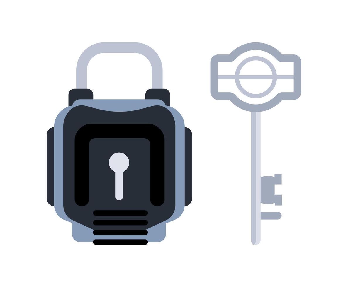 Padlock being unlocked with key for security and privacy vector