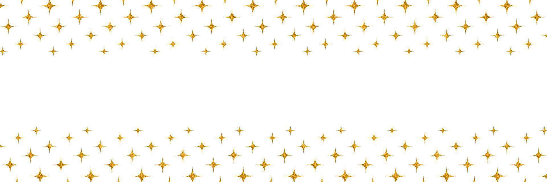 Christmas banner template with gold glitter sparkle shiny textured stars illustration isolated on transparent background. Glowing golden shimmer elements for 2025 New Year design vector
