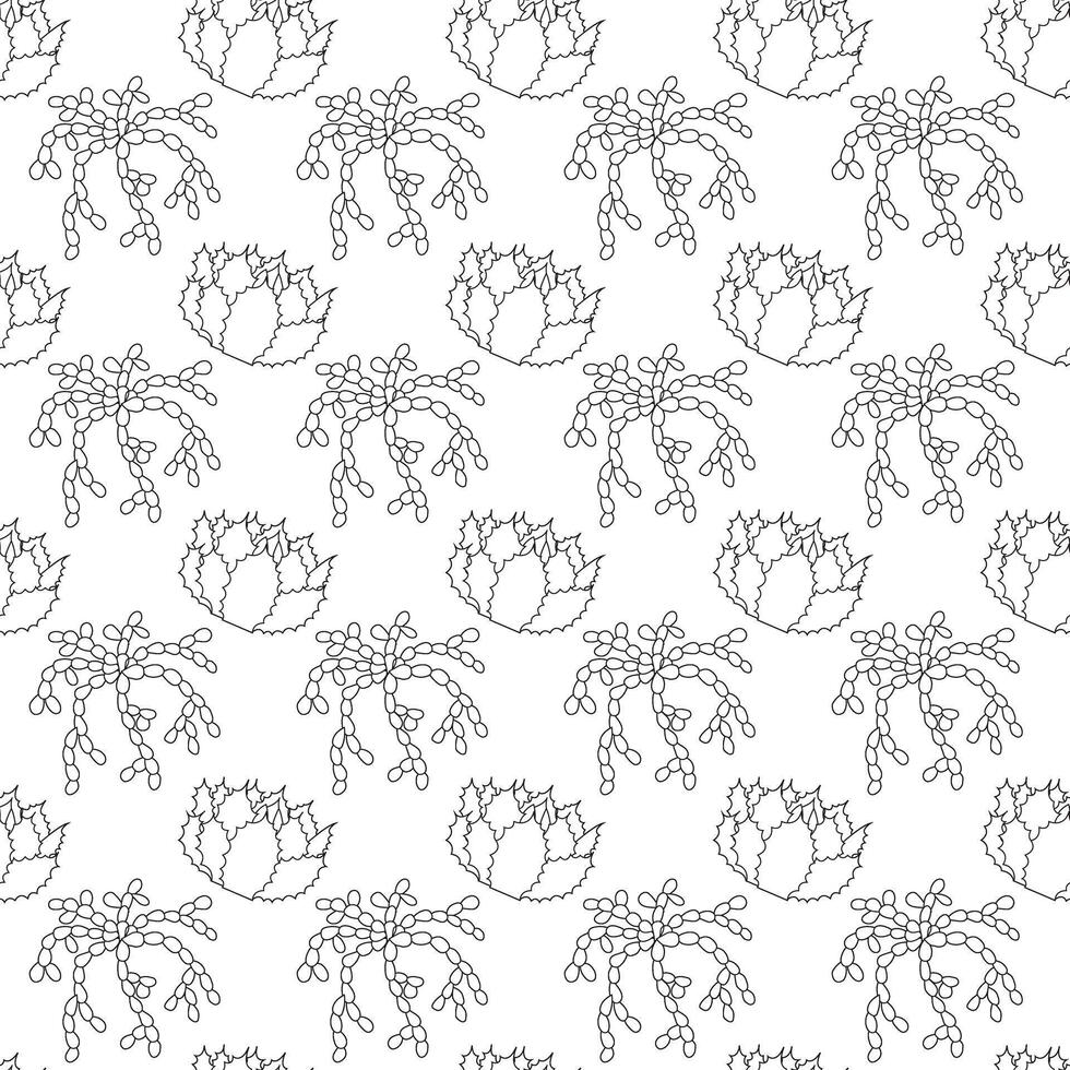 Succulent cacti, one with wide flat leaves, the other with complex hanging leaves in doodle style, arranged in stripes. Simple seamless pattern. illustration. vector