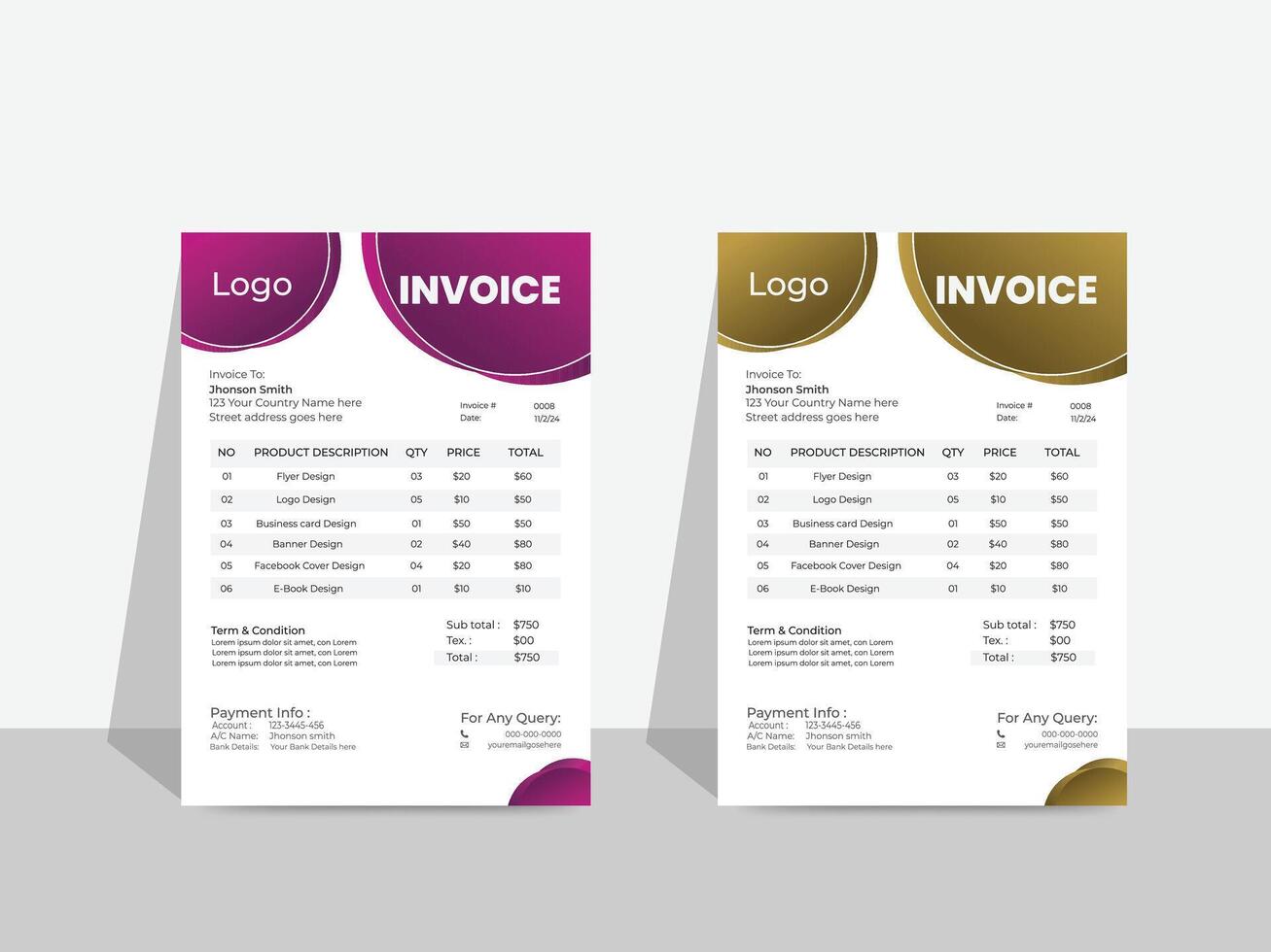 Creative Modern professional Business invoice template design vector