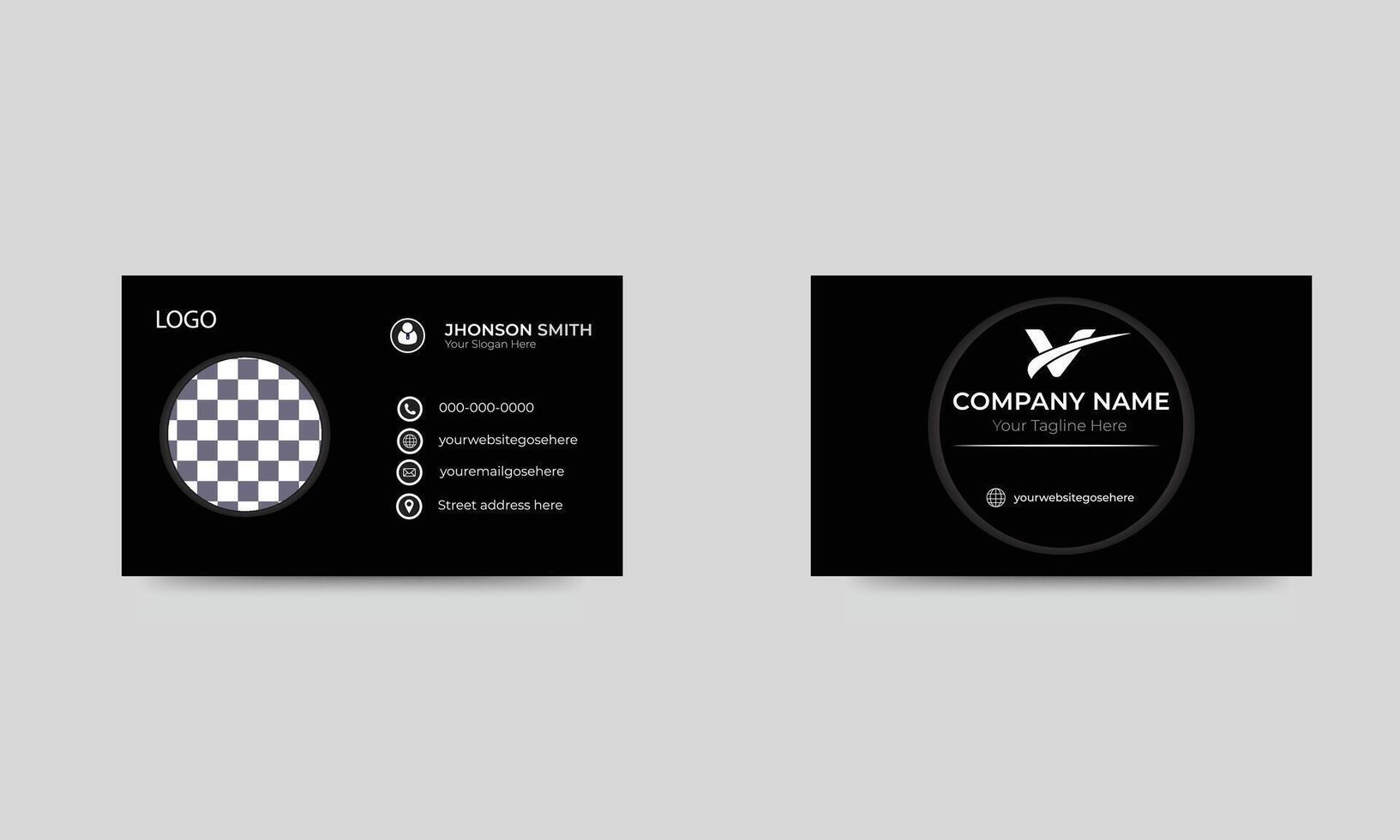 Professional Black Modern Business Card Template. vector