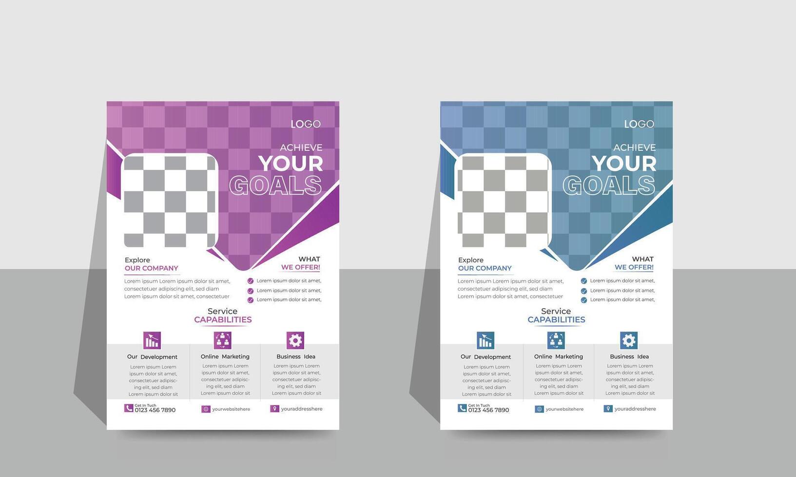 Creative corporate A4 business flyer Design Template 2 color vector