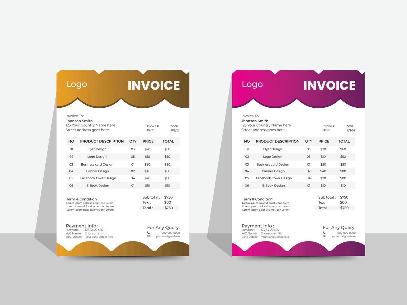 Creative Modern professional invoice template vector