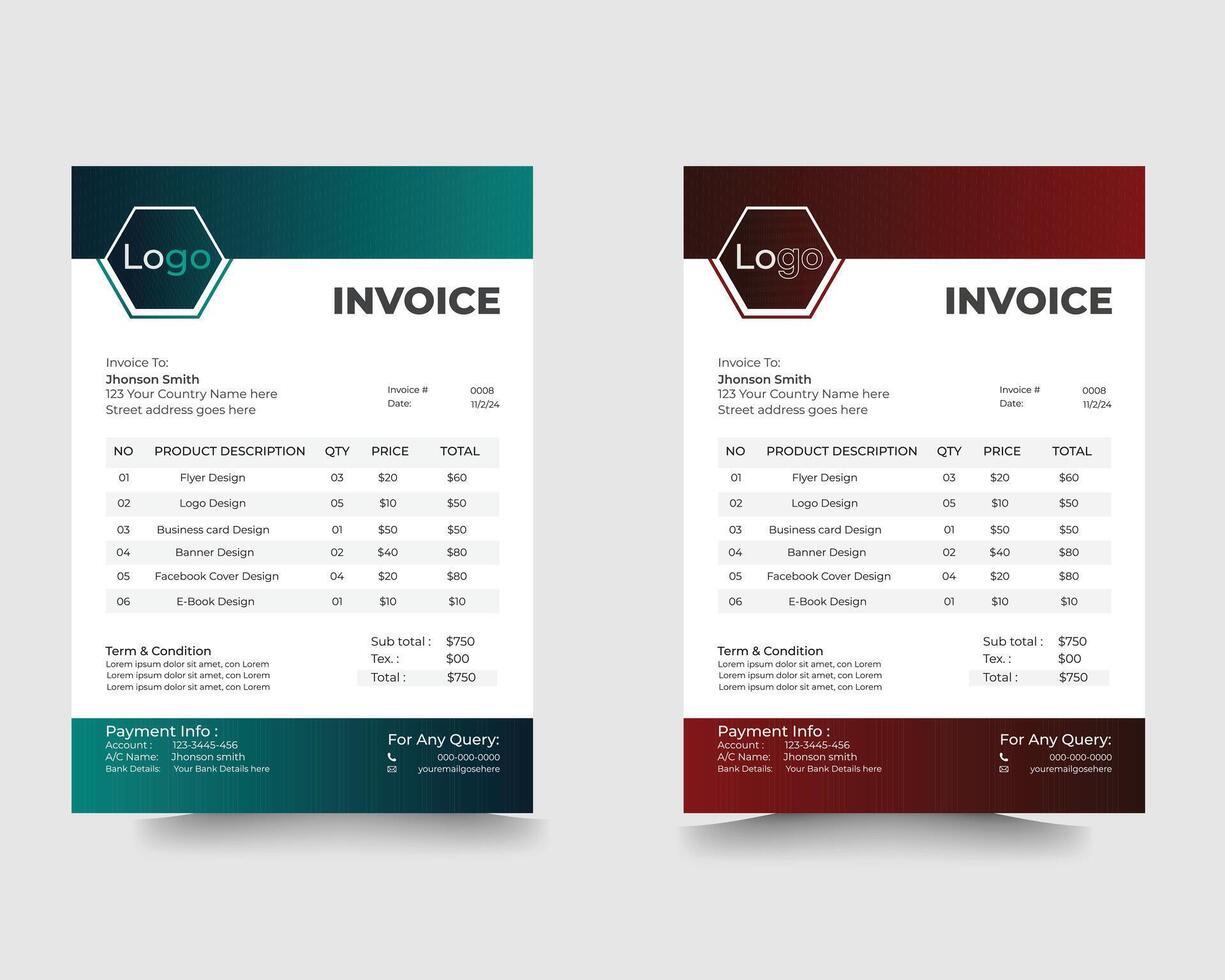 corporate Business invoice template vector