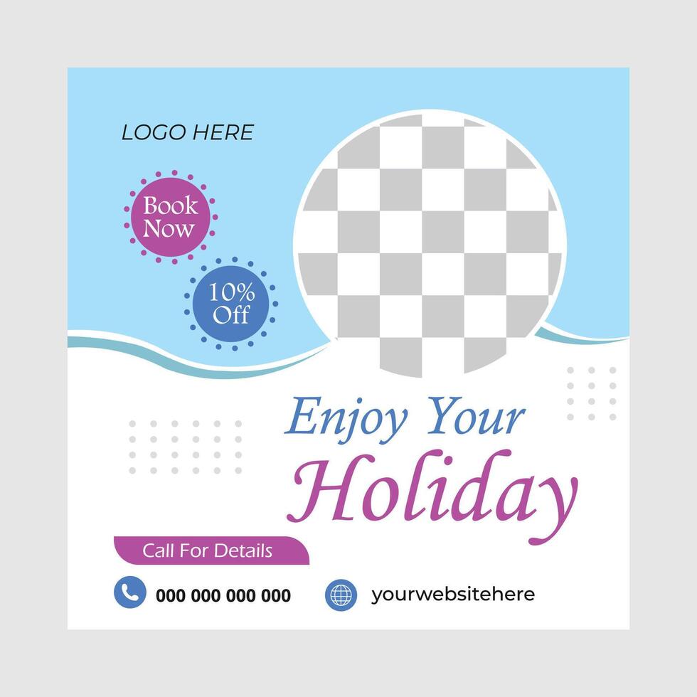 Traveling social media post design template vector
