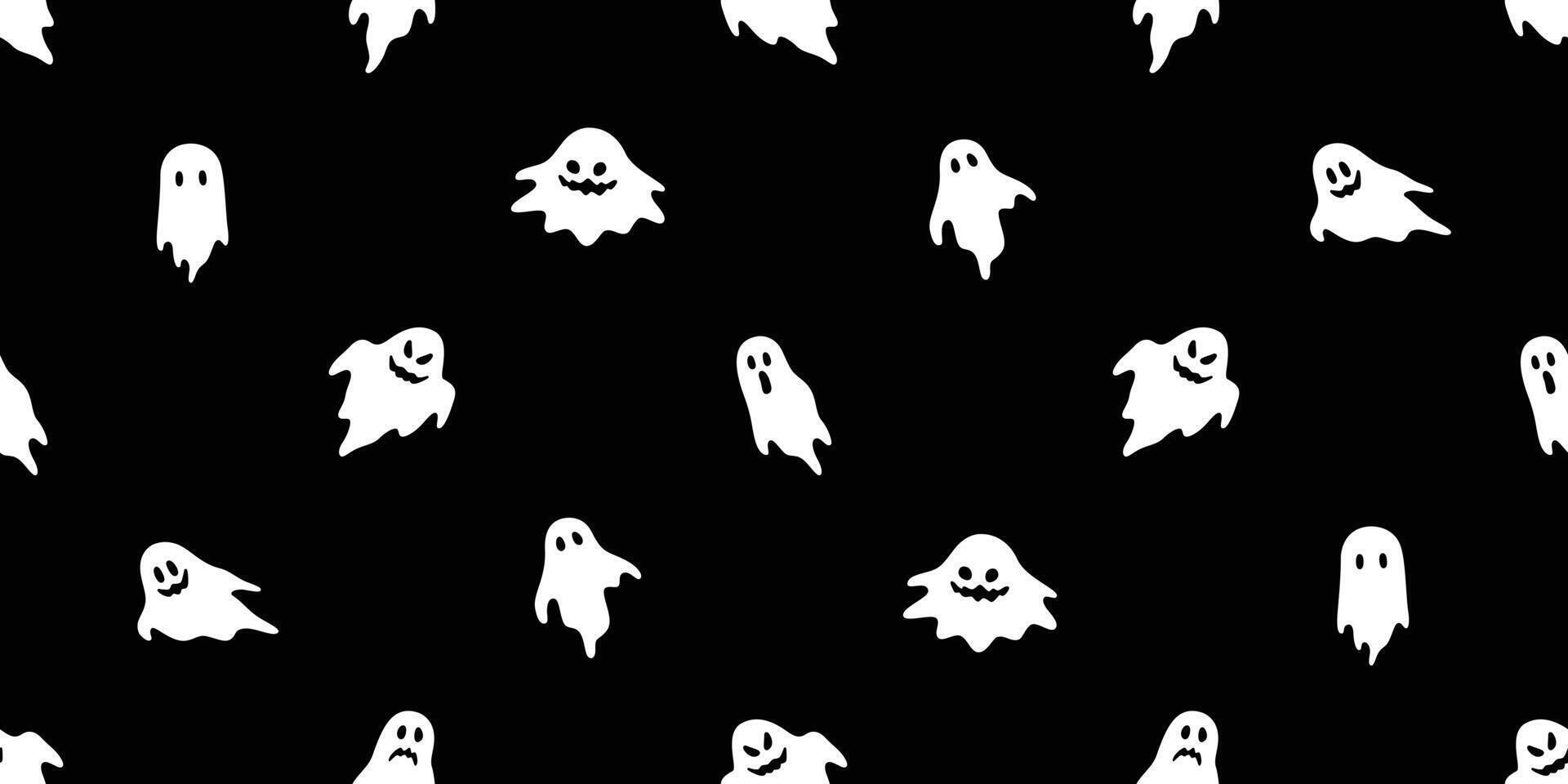 spooky seamless pattern Halloween ghost cartoon doodle gift wrapping paper tile background repeat wallpaper scarf isolated devil evil illustration design vector