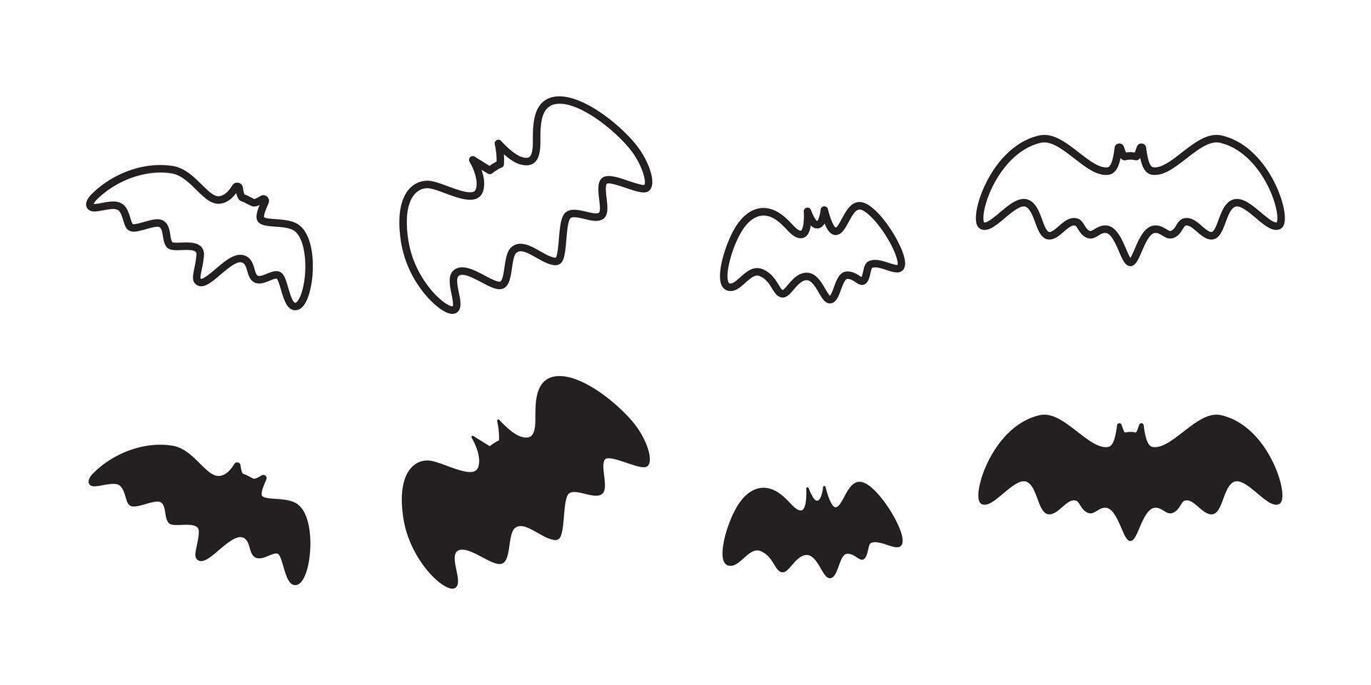 bat icon Halloween doodle character cartoon flying logo symbol silhouette illustration design clip art isolated vector
