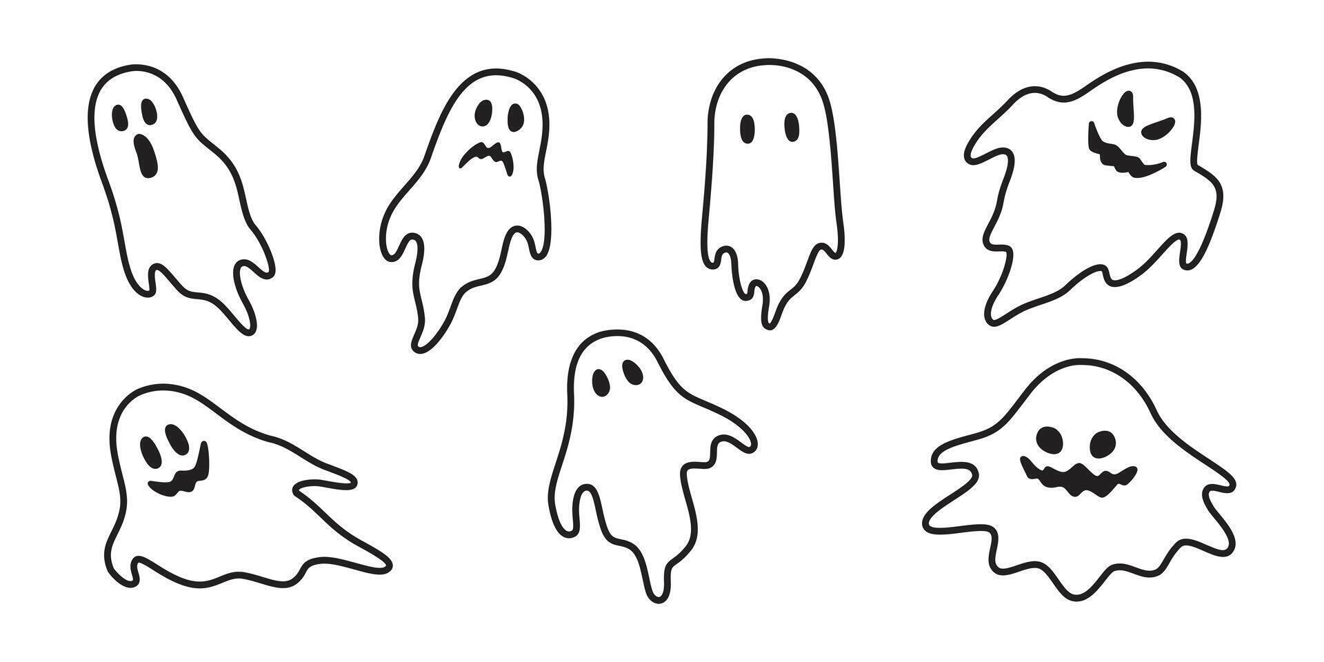 Ghost spooky icon Halloween doodle cartoon character logo symbol illustration design clip art isolated vector
