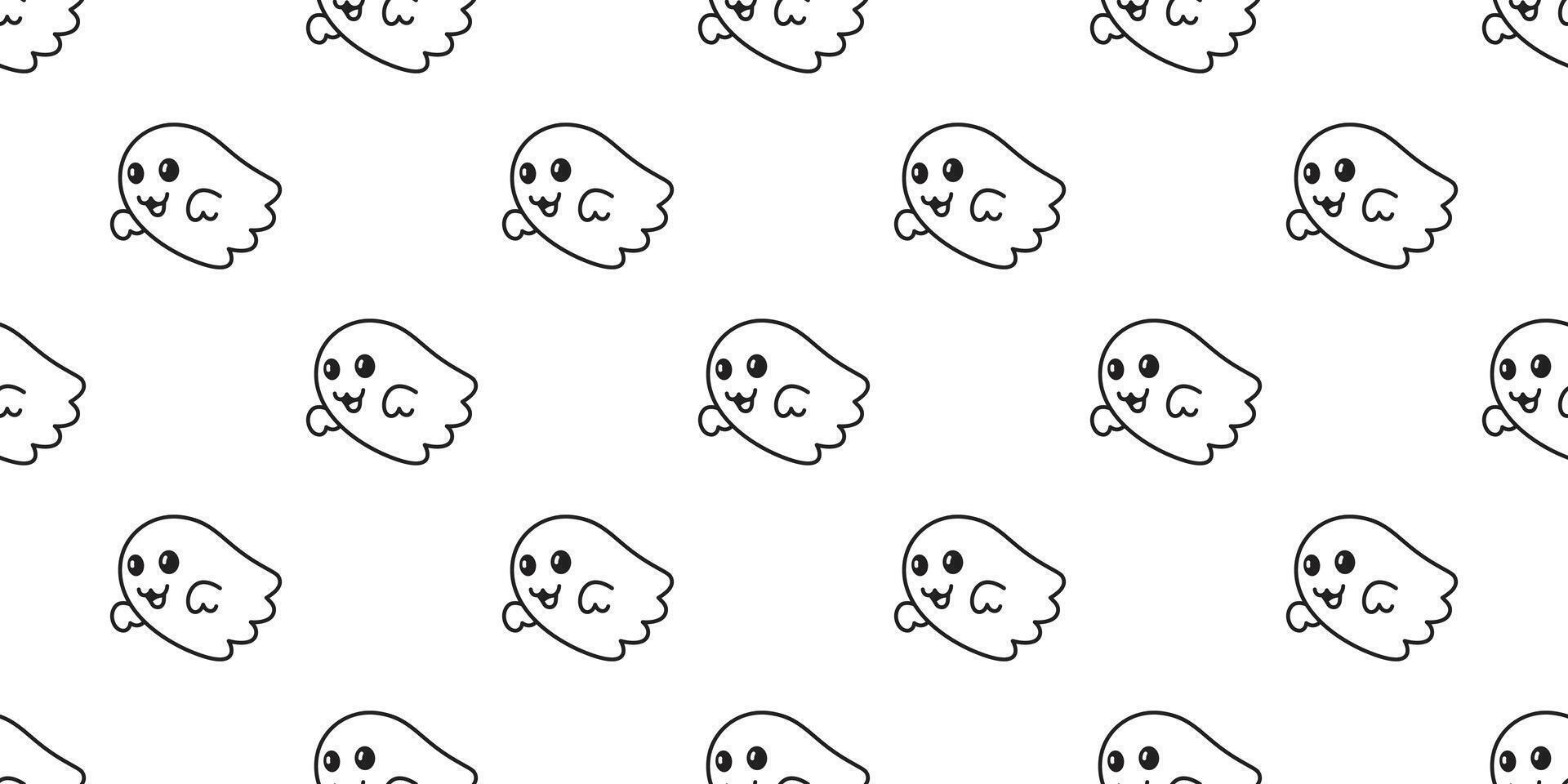 spooky seamless pattern Ghost Halloween pumpkin head cartoon gift wrapping paper repeat wallpaper tile background scarf isolated devil evil illustration doodle design vector