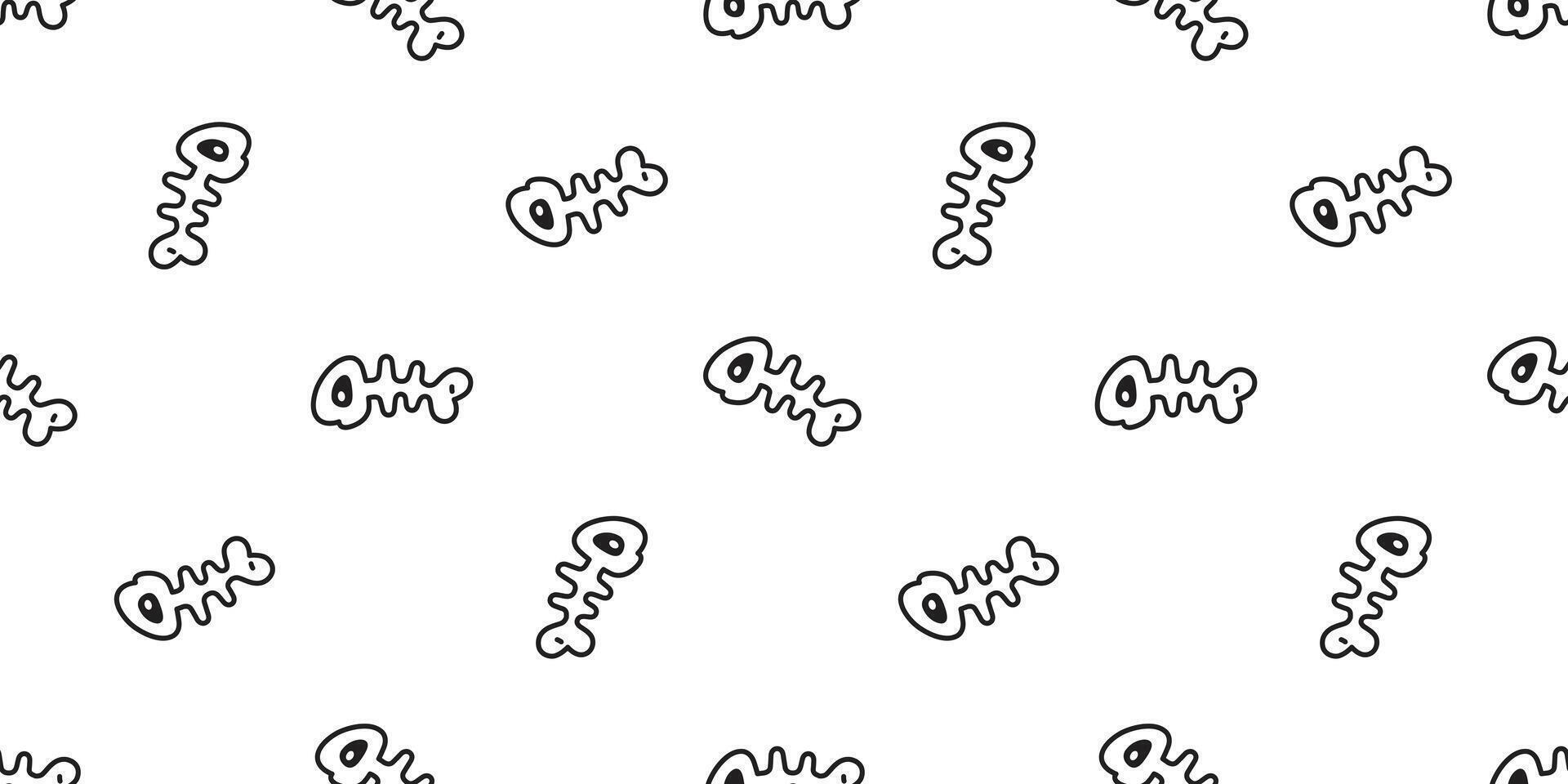 fish bone halloween seamless pattern skull ghost spooky cartoon salmon tuna gift wrapping paper repeat wallpaper tile background scarf isolated devil evil illustration doodle design vector
