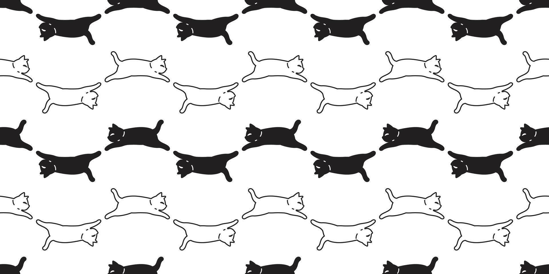 cat seamless pattern jumping kitten running neko cartoon character pet gift wrapping paper tile background repeat wallpaper animal doodle illustration design scarf isolated vector