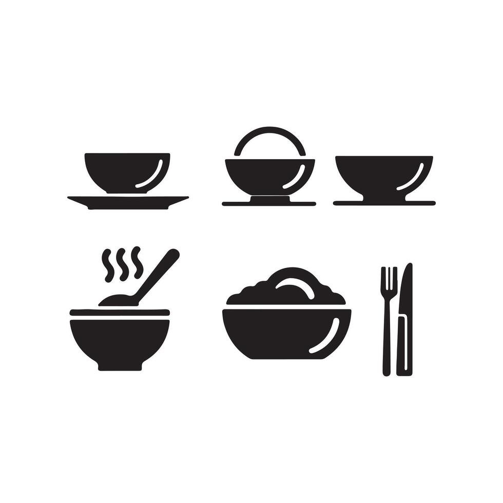 Chinese soup bowl set icon. vector