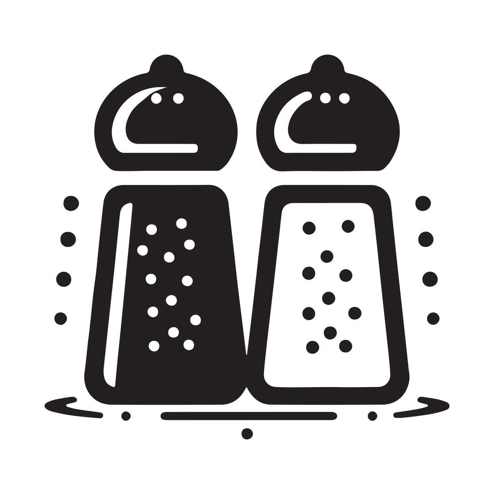 Silhouette of salt and pepper jar white and black. vector