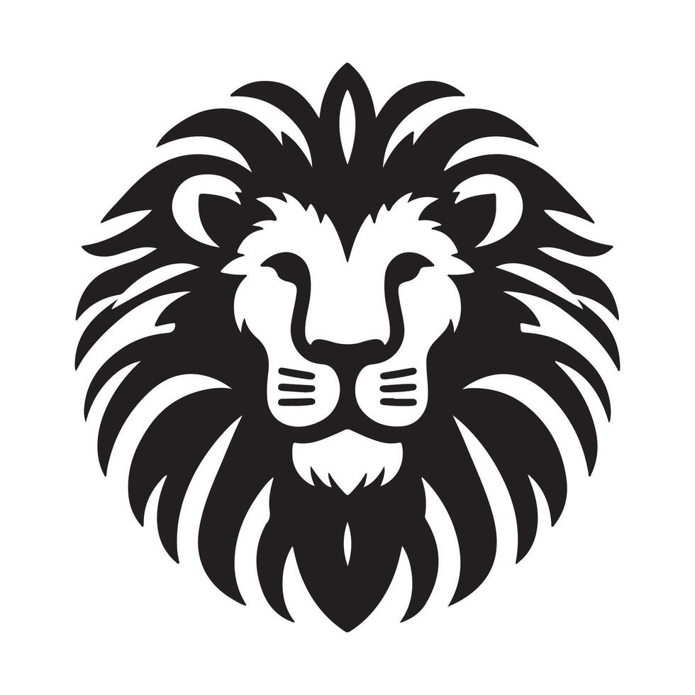 Lion head icon silhouette in white background. vector