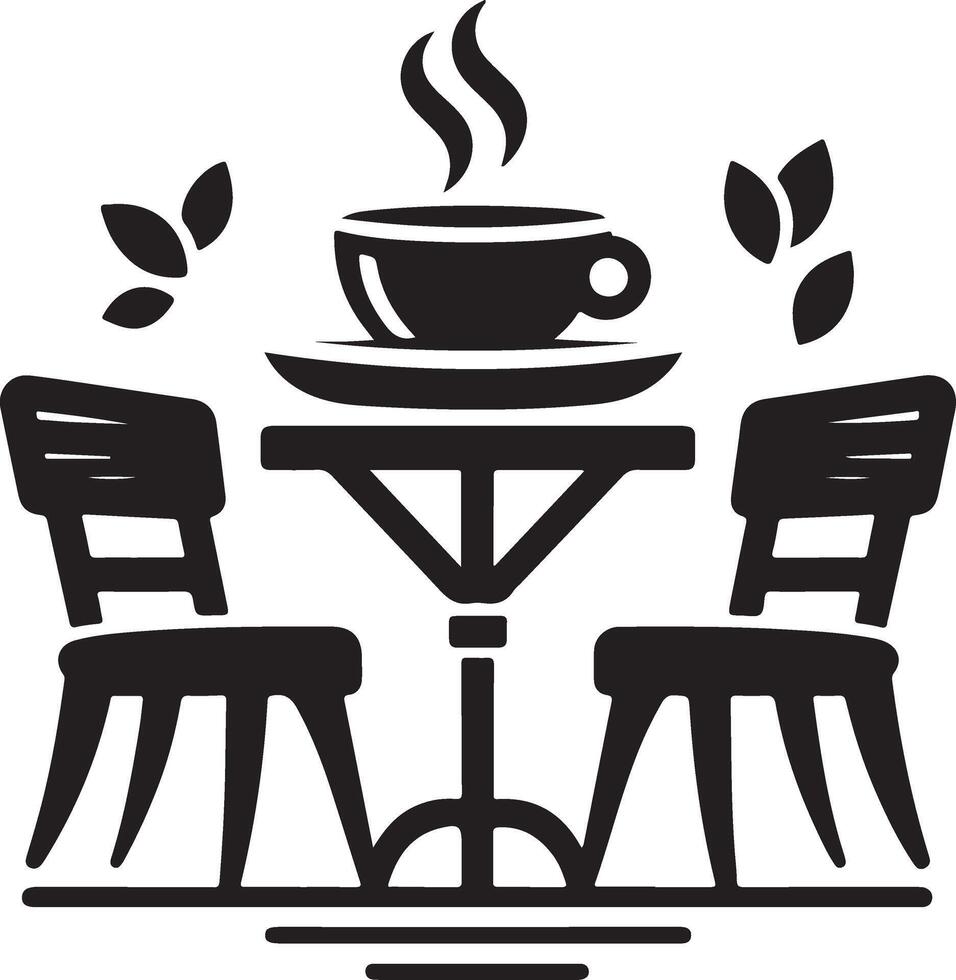 Black chair table with steam coffee vector