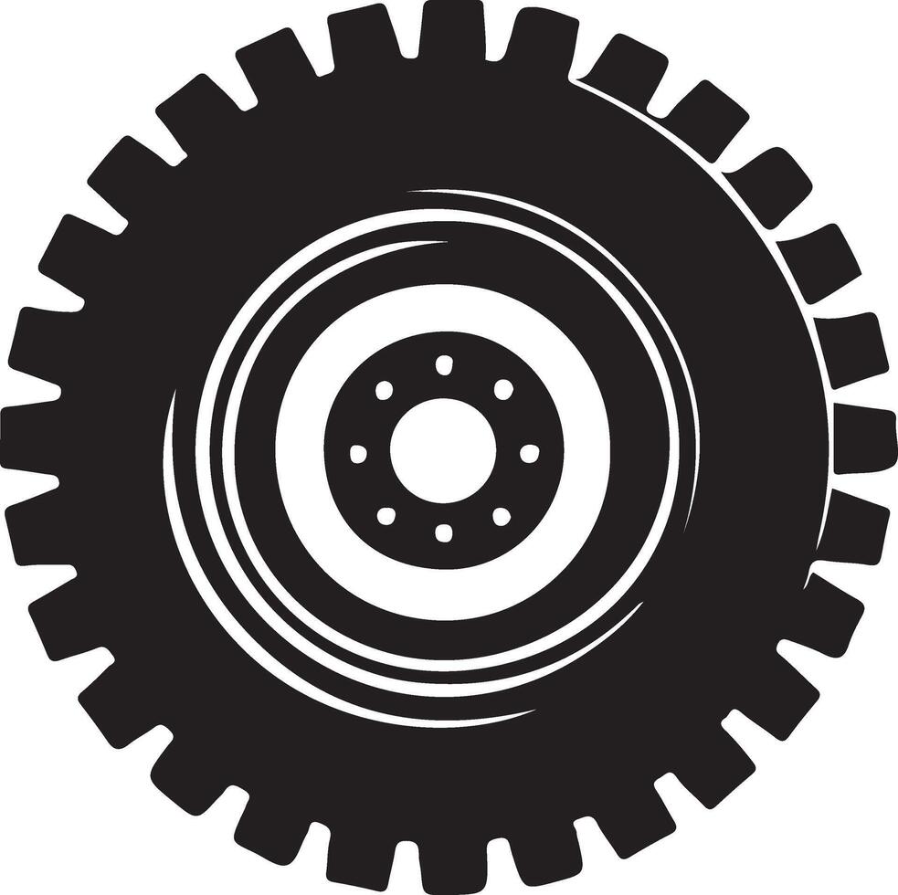 Car wheel silhouette on white background. vector